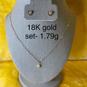 18K real gold necklace and earrings set with zirconia stone